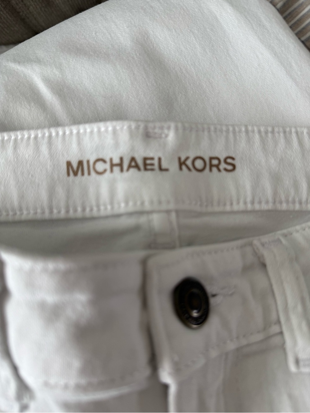 Michael Kors White Cotton Jeans with Branded Waistband - Picture 3 of 4